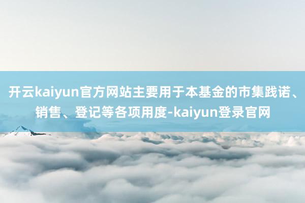 开云kaiyun官方网站主要用于本基金的市集践诺、销售、登记等各项用度-kaiyun登录官网