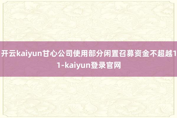 开云kaiyun甘心公司使用部分闲置召募资金不超越11-kaiyun登录官网